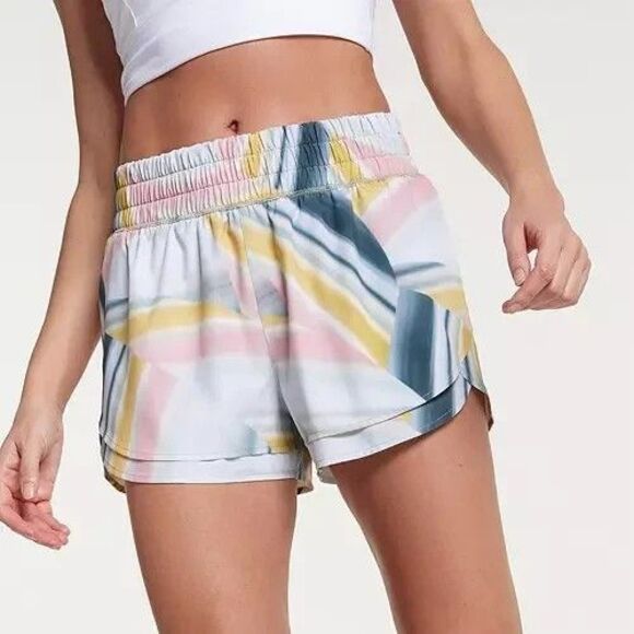 CALIA Step Up Shorts Sediment Stripe Green XXS High Rise Athletic 3" Inseam - Picture 1 of 6